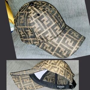 Fendi Monogram Baseball Cap in Brown and Black
